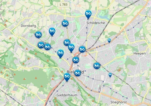 FlowBie Siggi Fahrradverleih Map Bielefeld